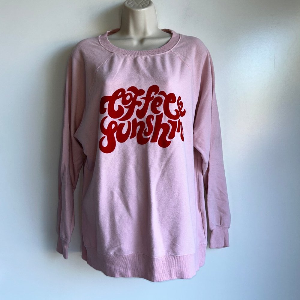 WILDFOX Pink Oversized Sweatshirt Coffee & Sunshine Size Small